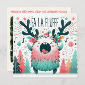Schattige Kerstliedjeszanger "fa la fluff" Feestdagenkaart (Voorkant / Achterkant)
