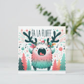 Schattige Kerstliedjeszanger "fa la fluff" Feestdagenkaart (Staand voorkant)