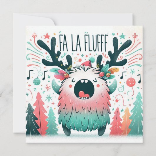 Schattige Kerstliedjeszanger "fa la fluff" Feestdagenkaart (Voorkant)
