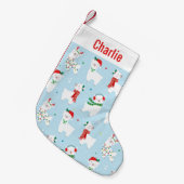 Schattige Kerstllama's op lichtblauw Kleine Kerstsok (Voorkant (Hangend))