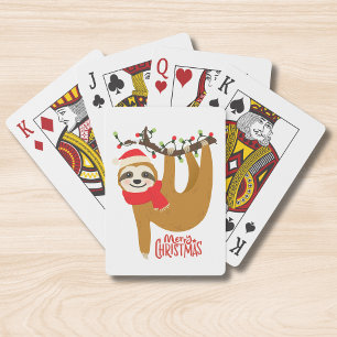 Schattige Kerstluiaard Zalig Kerstfeest Pokerkaarten