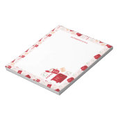 Schattige kerstmailpatroon gepersonaliseerd notitieblok (Linkerzijde)