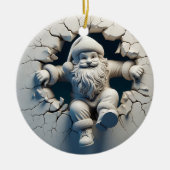 Schattige Kerstman 3D Kerstversiering zwart/w Keramisch Ornament (Voorkant)