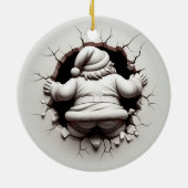 Schattige Kerstman 3D Kerstversiering zwart/w Keramisch Ornament (Achterkant)