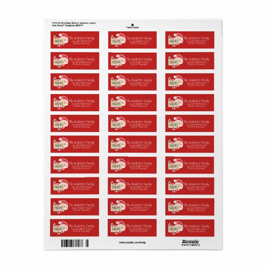 Schattige kerstman adreslabel etiket (Full Sheet)