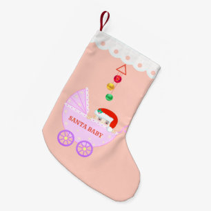Schattige Kerstman Baby op Roze Kleine Kerstsok