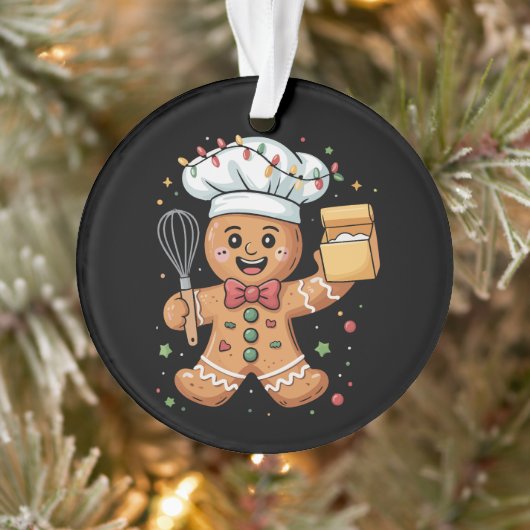 Schattige kerstman bakker Kerst Chef Bakken  Ornament (Boom)