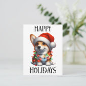 Schattige Kerstman Corgi Feestdagenkaart (Staand voorkant)