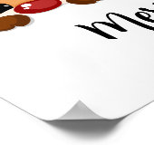 Schattige Kerstman die gluurt, Rendier & Sneeuwman Poster (Hoek)