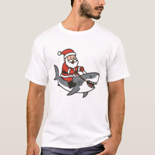 Schattige Kerstman die op een Haai Rijdt Funny Ker T-shirt