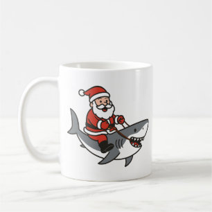Schattige Kerstman die op een haai rijdt, leuke ke Koffiemok