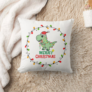 Schattige Kerstman Dino Prettig Kerstfeest Kussen