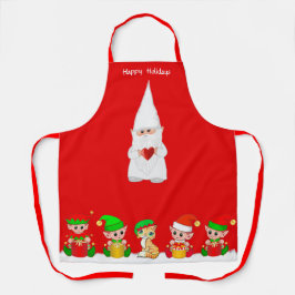 Schattige Kerstman Dwerg en Elf Team op Rood Schort