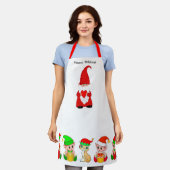 Schattige Kerstman Dwerg en Elf Team Schort (Gedragen)