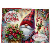 Schattige Kerstman Dwerg Kerstmis Groot Cadeauzakje (Achterkant)