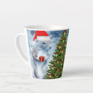 Schattige Kerstman Eekhoorn met Kerstboom Vakantie Latte Mok