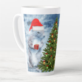 Schattige Kerstman Eekhoorn met Kerstboom Vakantie Latte Mok
