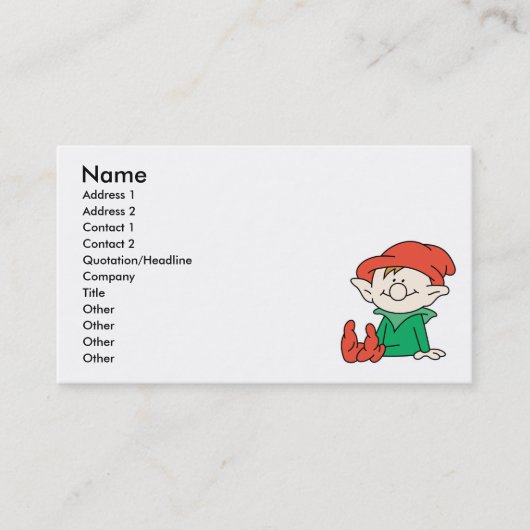 Schattige Kerstman Elf Helper Visitekaartje (Voorkant)