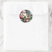 Schattige kerstman en elf kerst ronde sticker (Tas)