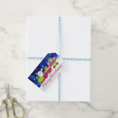 Schattige Kerstman en Elf Trein Cadeaulabel (Met Touw)