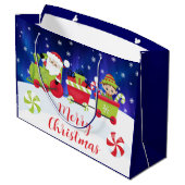 Schattige Kerstman en Elf Trein Groot Cadeauzakje (Achterkant Gekanteld)
