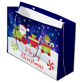 Schattige Kerstman en Elf Trein Groot Cadeauzakje (Voorkant Gekanteld)