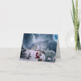 Schattige kerstman en ijsberen met veel sneeuw feestdagen kaart