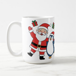 Schattige kerstman en pinguïn kerst koffiemok