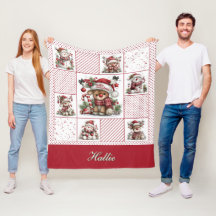Schattige Kerstman en Rendier Cheater Quilt