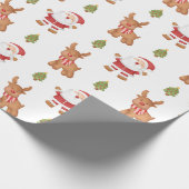 Schattige Kerstman en Rendier Festive Cadeaupapier (Hoek)