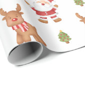 Schattige Kerstman en Rendier Festive Cadeaupapier (Rol Hoek)