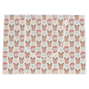 Schattige Kerstman en Rendier Patroon Groot Cadeauzakje