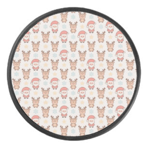 Schattige Kerstman en Rendier Patroon Hockey Puck