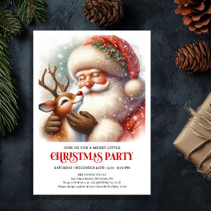 Schattige Kerstman en Rendier Rudolph Kerstfeest G Kaart