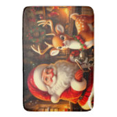 Schattige Kerstman en rendieren Badmat (Voorkant Verticaal)