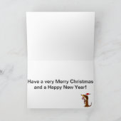 Schattige Kerstman en rendieren en hond vrienden k Kaart (Binnen)