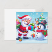 Schattige Kerstman en Sneeuwman Feestdagenkaart (Voorkant / Achterkant)