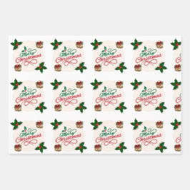 Schattige Kerstman en Sneeuwvlokpatroon Kerstverpa Inpakpapier Vel