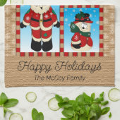 Schattige kerstman en vrienden theedoek (Gevouwen)