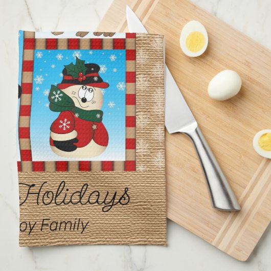 Schattige kerstman en vrienden theedoek (Quarter Fold)