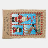 Schattige kerstman en vrienden theedoek (Horizontaal)