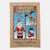 Schattige kerstman en vrienden theedoek (Verticaal)