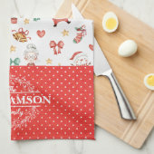 Schattige Kerstman Gengerteman Monogram Theedoek (Quarter Fold)