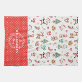 Schattige Kerstman Gengerteman Monogram Theedoek (Horizontaal)
