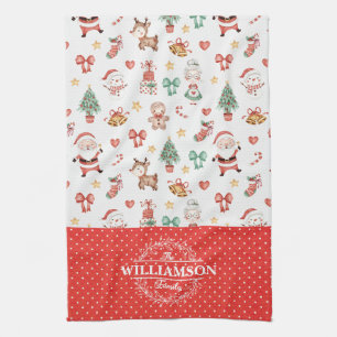 Schattige Kerstman Gengerteman Monogram Theedoek