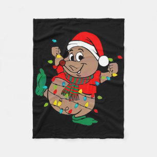 Schattige Kerstman Gus Kerstverlichting 1 Fleece Deken
