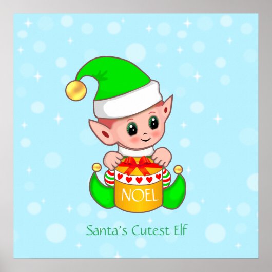 Schattige Kerstman hulpsinterklaas Poster (Voorkant)