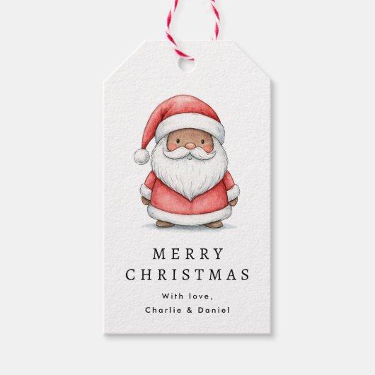 Schattige Kerstman illustratie Prettig Kerstfeest Cadeaulabel (Voorkant)