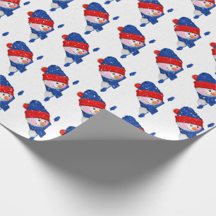 Schattige Kerstman in sneeuwvlokken Cadeaupapier
