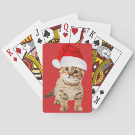 Schattige Kerstman Kat Kitten Pokerkaarten